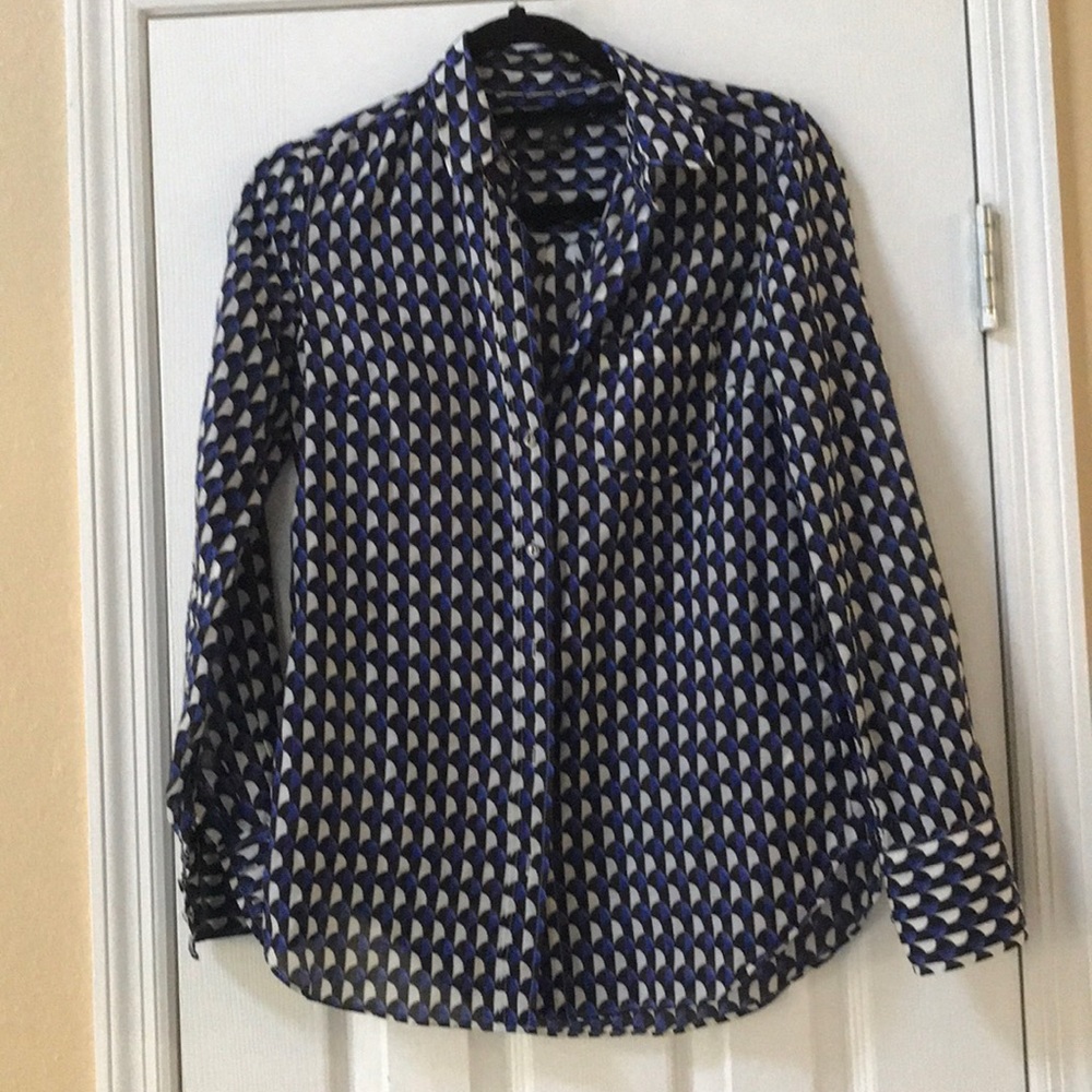 J crew sheer button down top